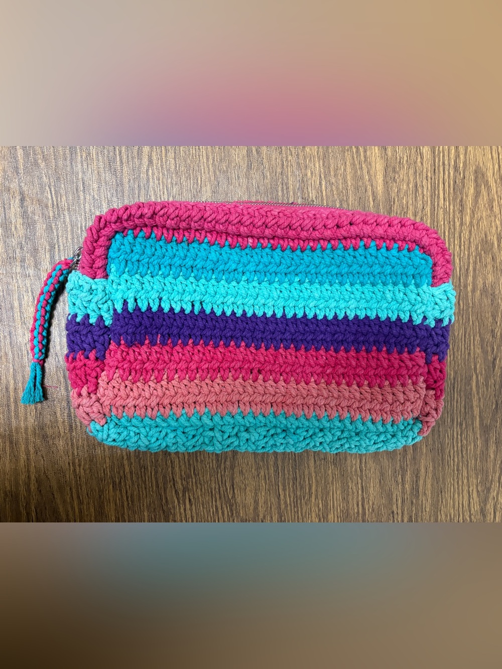 Notshy French Luxury Colourful Crochet Clutch Purse Pouch Boho Chic Colourblock